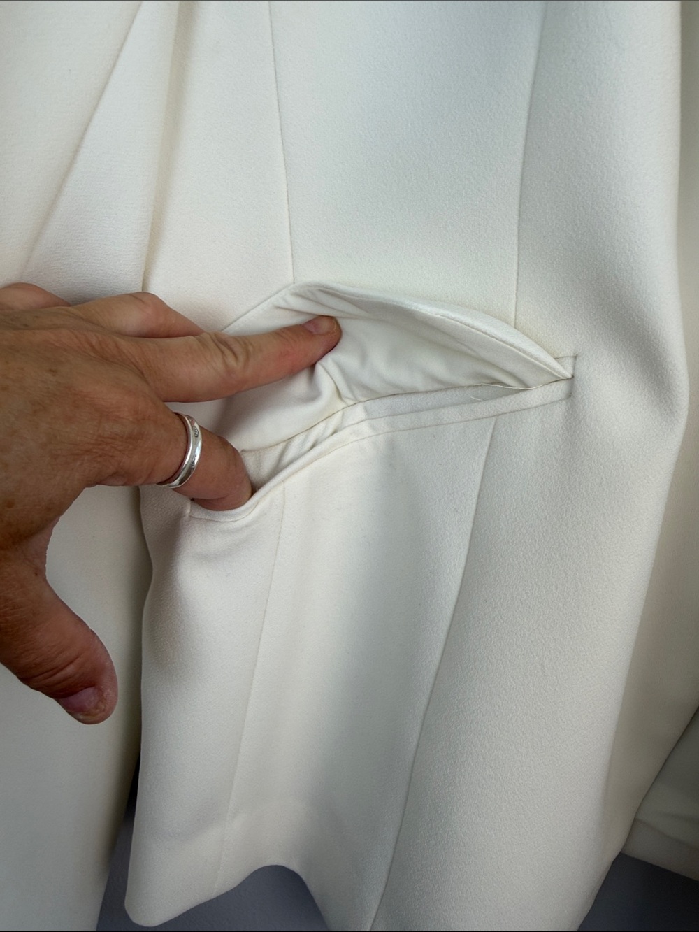 Karen Millen Tailored Crepe Blazer Ivory Structured Single Breasted Jacket Sz 12 - Picture 8 of 16